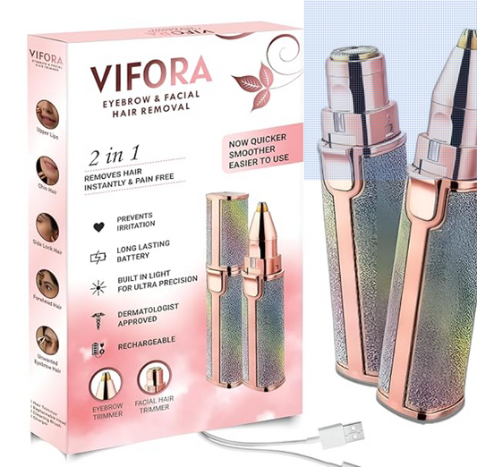 2-in-1 Portable Eyebrow Trimmer & Facial Hair Remover for Women
