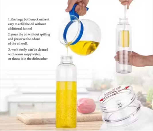 "1000ml Heavy Quality Plastic Oil Dispenser Bottle - Leak-Proof Cork, Multi-use for Oil, Vinegar, Juice & More"