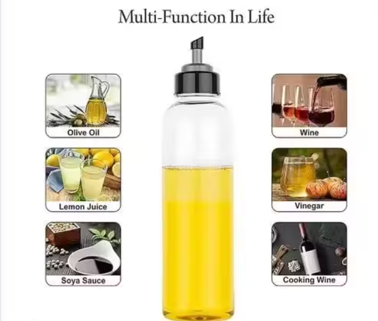 "1000ml Heavy Quality Plastic Oil Dispenser Bottle - Leak-Proof Cork, Multi-use for Oil, Vinegar, Juice & More"